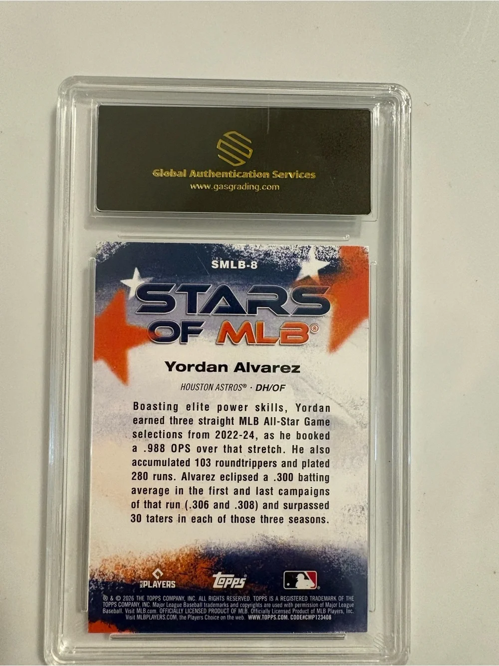 Topps Yordan Alvarez Astros Orange Blue Holographic Trading Card